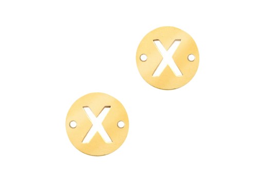 Stainless Steel Charms Connector Letter X - Gold 10mm - 2pcs