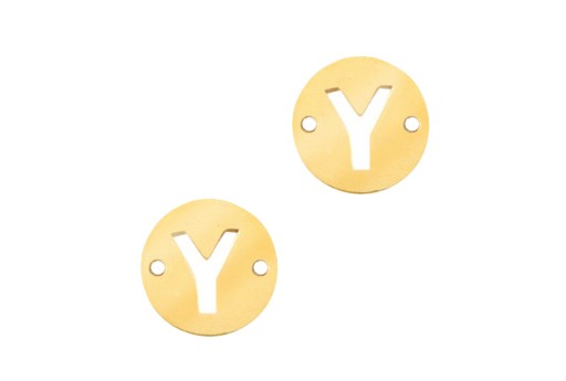 Stainless Steel Charms Connector Letter Y - Gold 10mm - 2pcs