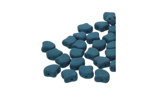 Czech Glass Ginko Beads - Matte Velvet Dark Teal 7,5mm - Pack 100gr