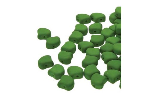 Czech Glass Ginko Beads - Matte Velvet Lizard Green 7,5mm - 10gr