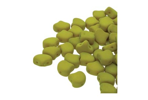 Czech Glass Ginko Beads - Matte Velvet Lemongrass 7,5mm - 10gr