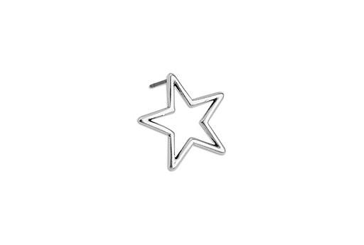 Star Wire Earring With Titanium Pin - Antique Silver 18,3x18mm - 2pcs
