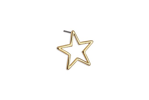 Star Wire Earring With Titanium Pin - Gold 18,3x18mm - 2pcs