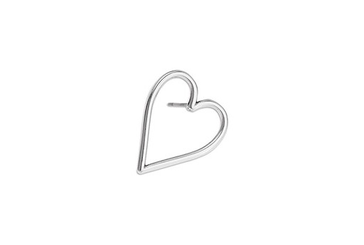 Heart Wire Earring With Titanium Pin - Antique Silver 17x21mm - 2pcs