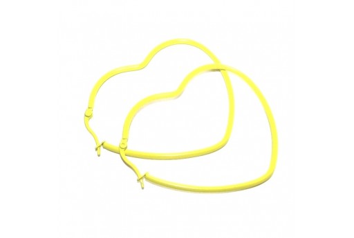 Heart Wire Earring - Yellow 49x52mm - 2pcs