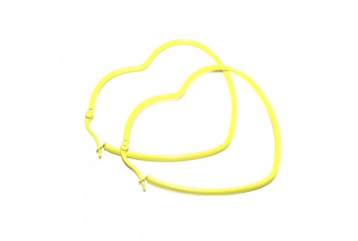 Orecchino Cuore Acciaio - Giallo 49x52mm - 2pz