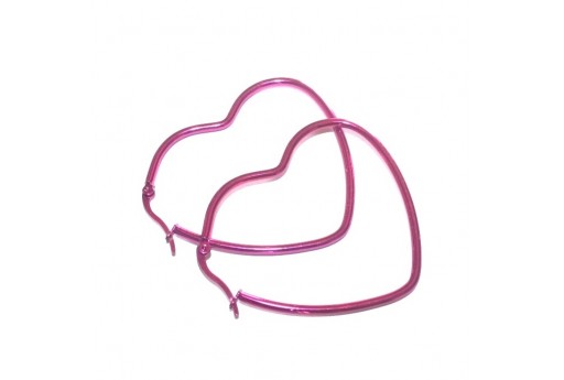 Orecchino Cuore Acciaio - Fuchsia 46x52mm - 2pz