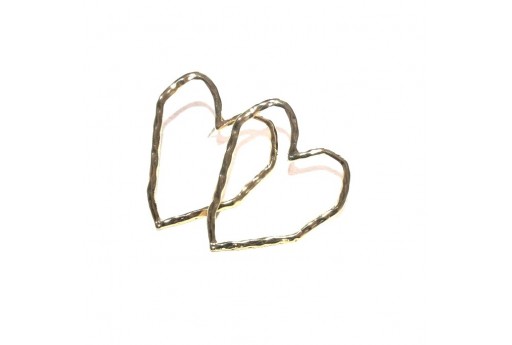 Heart Wire Earring - Gold 38x34mm - 2pcs