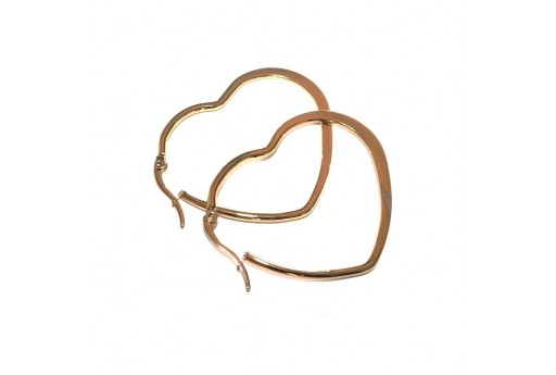 Heart Wire Earring - Gold 45x38mm - 2pcs