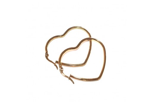 Heart Wire Earring - Gold 42x36mm - 2pcs