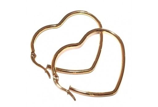 Heart Wire Earring - Gold 86x75mm - 2pcs