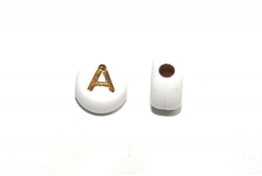 Perline Acrilico Lettera A - Tondo 7x4mm - 20pz