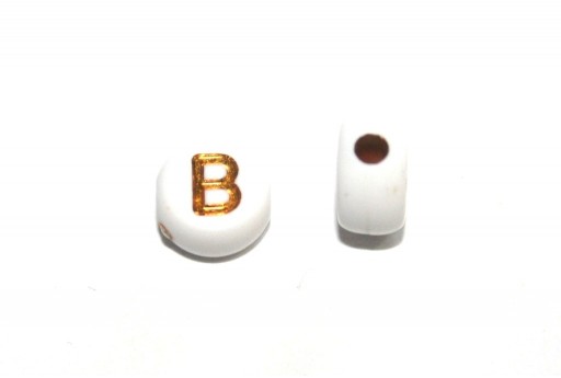 Perline Acrilico Lettera B - Tondo 7x4mm - 20pz