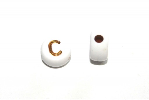 Perline Acrilico Lettera C - Tondo 7x4mm - 20pz