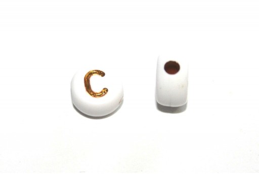Plating Acrylic Beads - Letter C 7x4mm - 20pcs