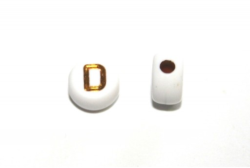 Plating Acrylic Beads - Letter D 7x4mm - 20pcs