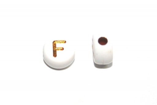 Perline Acrilico Lettera F - Tondo 7x4mm - 20pz