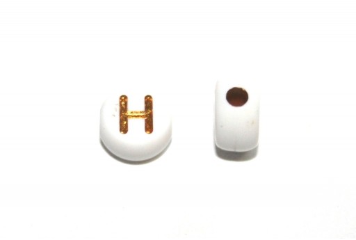 Plating Acrylic Beads - Letter H 7x4mm - 20pcs