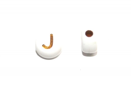Plating Acrylic Beads - Letter J 7x4mm - 20pcs
