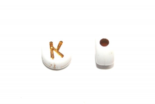 Plating Acrylic Beads - Letter K 7x4mm - 20pcs