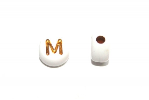 Plating Acrylic Beads - Letter M 7x4mm - 20pcs