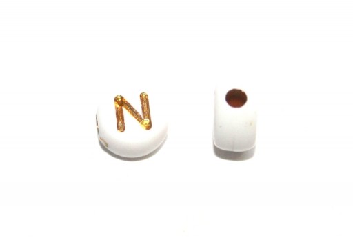 Plating Acrylic Beads - Letter N 7x4mm - 20pcs