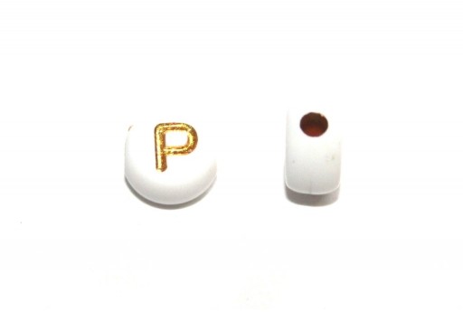 Perline Acrilico Lettera P - Tondo 7x4mm - 20pz