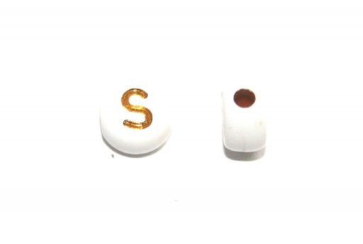 Plating Acrylic Beads - Letter S 7x4mm - 20pcs