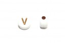 Plating Acrylic Beads - Letter V 7x4mm - 20pcs