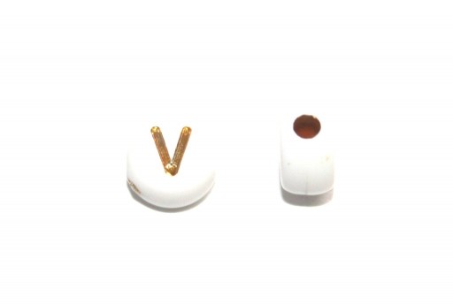 Plating Acrylic Beads - Letter V 7x4mm - 20pcs