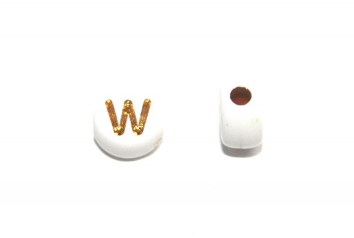 Plating Acrylic Beads - Letter W 7x4mm - 20pcs