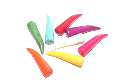Synthetic Turquoise Beads - Chili Pepper - Mix Color 39x10mm - 8pcs