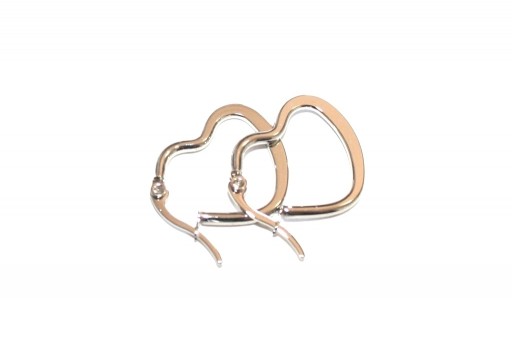 Heart Wire Earring - Platinum 25x20mm - 2pcs