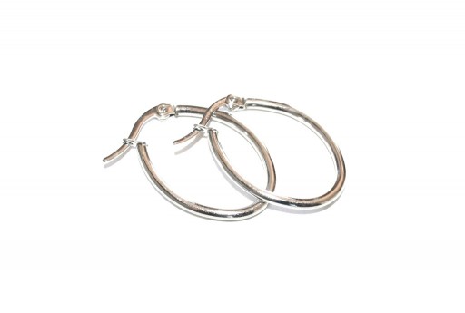 Oval Wire Earring - Platinum 28x20mm - 2pcs