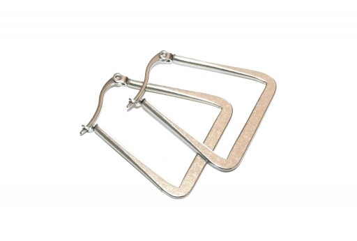 Orecchino Trapezio Acciaio - Platino 29x28mm - 2pz