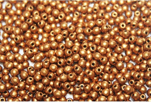 Czech Round Beads - Matte Metallic Antique Gold 2mm - 150pcs