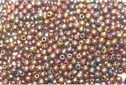 Czech Round Beads - Matte Metallic Bronze Iris 2mm - 150pcs