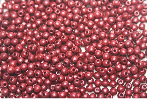 Czech Round Beads - Matte Metallic Lava Red 2mm - 150pcs