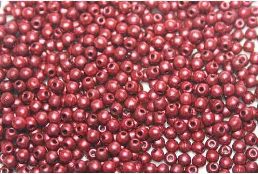 Czech Round Beads - Matte Metallic Lava Red 2mm - 150pcs