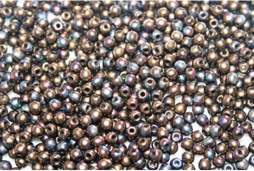 Czech Round Beads - Jet Matte Bronze Vega 2mm - 150pcs