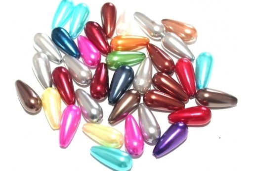 Pearl Acrylic Drop Beads Mix Color 17x8mm - 24pcs