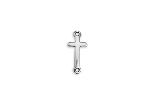 Cross Bend 2 Rings Antique Silver 9x20mm - 2pcs