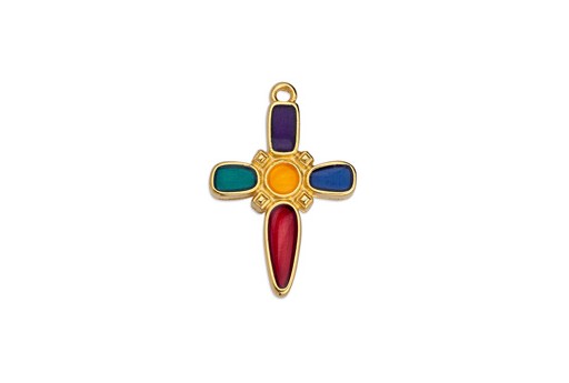 Dagger Cross Motif Pendant - Multicolor 19x28mm