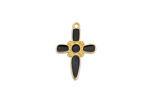 Pendente Croce Oro - Nero 19x28mm