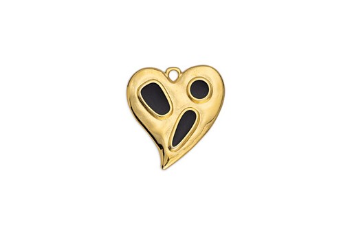 Heart Organic With Shapes Pendant Black Gold 20,4x21,6mm