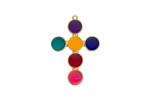 Pendente Croce Oro - Multicolor 33,7x40,6mm