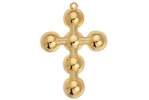 Dagger Cross Motif Pendant Gold - Multicolor 33,7x40,6mm