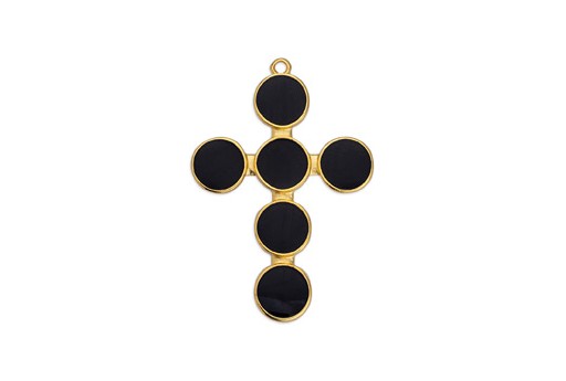 Pendente Croce Oro - Nero 33,7x40,6mm