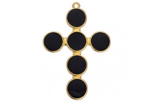 Dagger Cross Motif Pendant Gold - Black 33,7x40,6mm