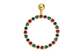 Multicolor Gold Circle Pendant 28mm